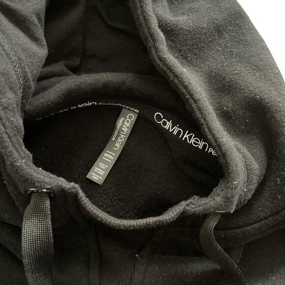 Calvin Klein Performance Spellout Black Knit Athleisure Hooded Sweatshirt Small - Picture 4 of 4